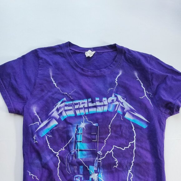 Metallica Ride the Lightning T-shirt purple with graphic women's youth size L - Picture 2 of 8